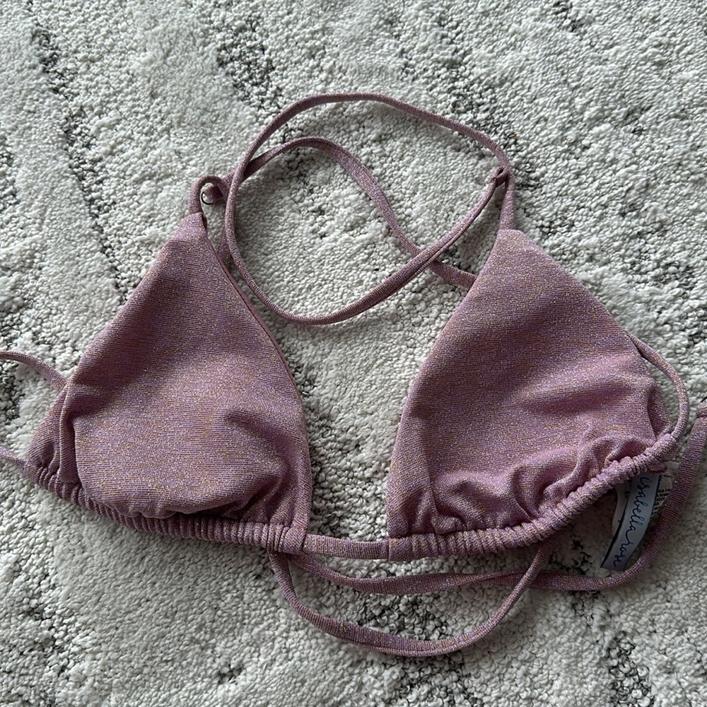 Isabella rose Pink glitter triangle swim top size small nordstrom